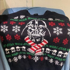Star Wars Men's Black Darth Vader Holiday Cardigan Sweater